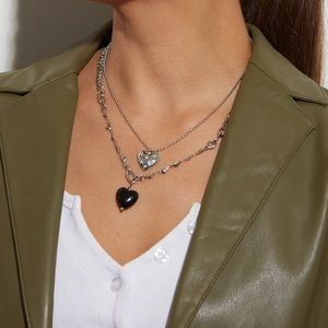 Silver heart chain necklace